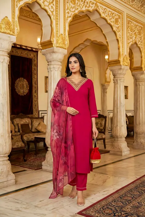 Women'S_Embroidered_Magenta_Salwar_Suit_Set_With_Dupatta