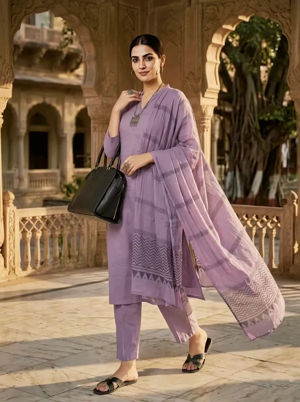Purple_Cotton_Kurta_Set_With_Dupatta_Ethnic_Wear_For_Women