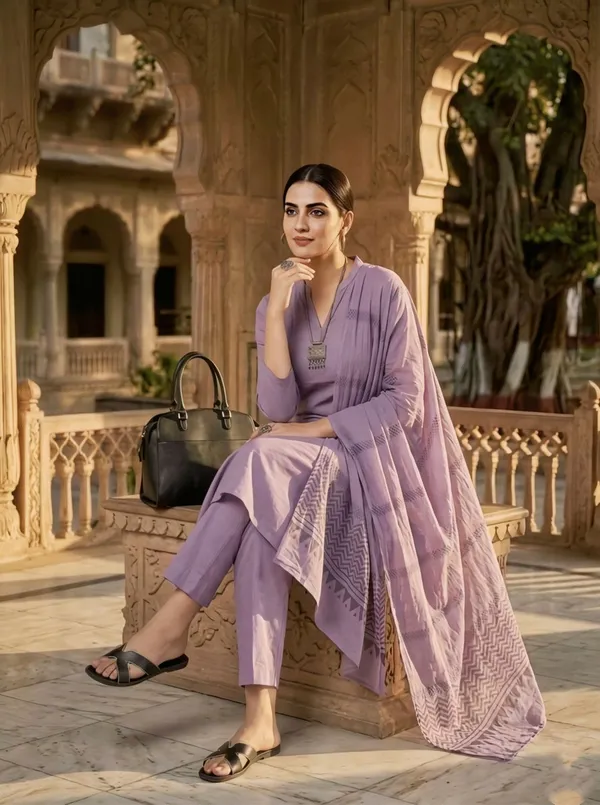 Purple_Cotton_Kurta_Set_With_Dupatta_Ethnic_Wear_For_Women
