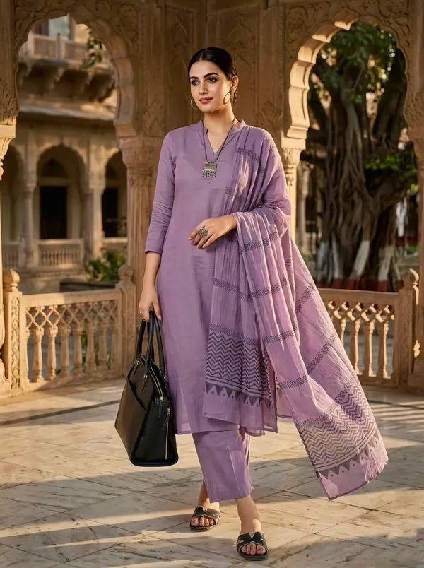 Purple_Cotton_Kurta_Set_With_Dupatta_Ethnic_Wear_For_Women