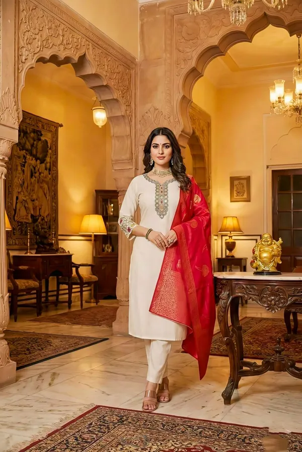 Cream_Embroidered_Straight_Cut_Salwar_Suit_With_Red_Banarasi_Dupatta_For_Women