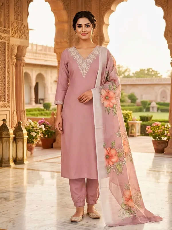 Dusty_Pink_Embroidered_Straight_Kurta_Set_With_Floral_Printed_Dupatta_For_Women