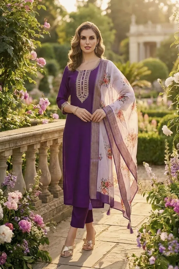 Purple_Embroidered_Salwar_Suit_With_Floral_Dupatta_For_Women