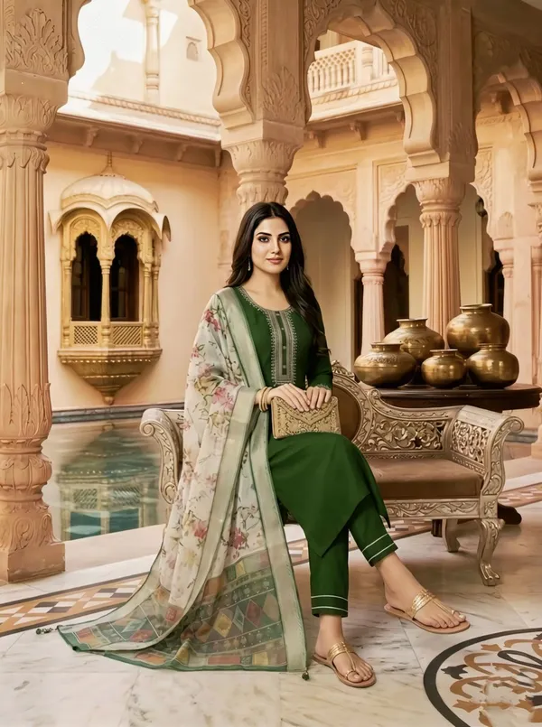 Green_Embroidered_Salwar_Suit_With_Floral_Dupatta_For_Women
