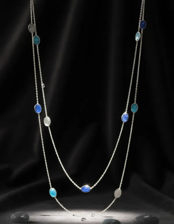 Sea_Foam_Chalcedony_Moonstone_Silver_Layered_Necklace_Blue_Aqua_Chalcedony_Rainbow_Moonstone_Whispering_Silver
