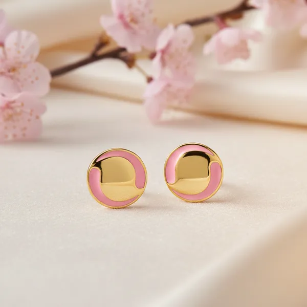 Hand_Painted_Button_Earrings_Pink_Blooming_Gardens