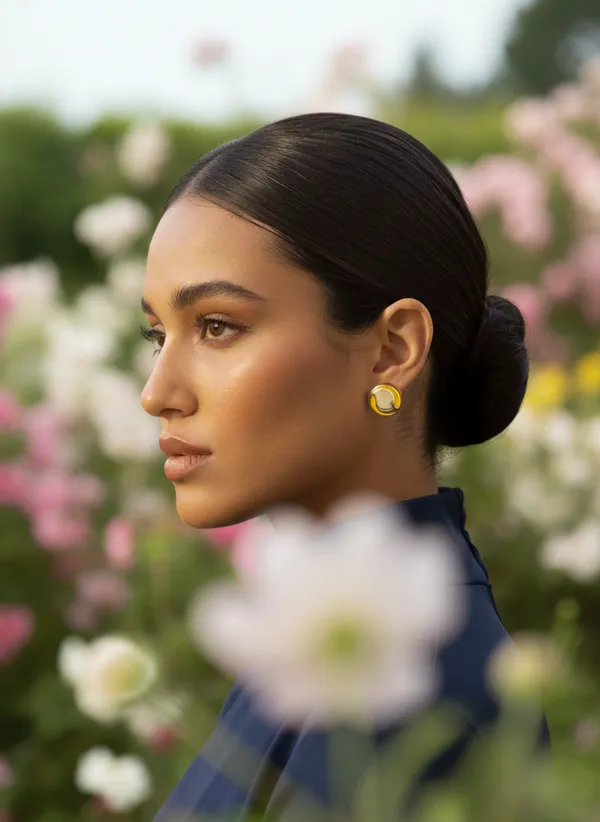 Hand_Painted_Button_Earrings_Yellow_Blooming_Gardens