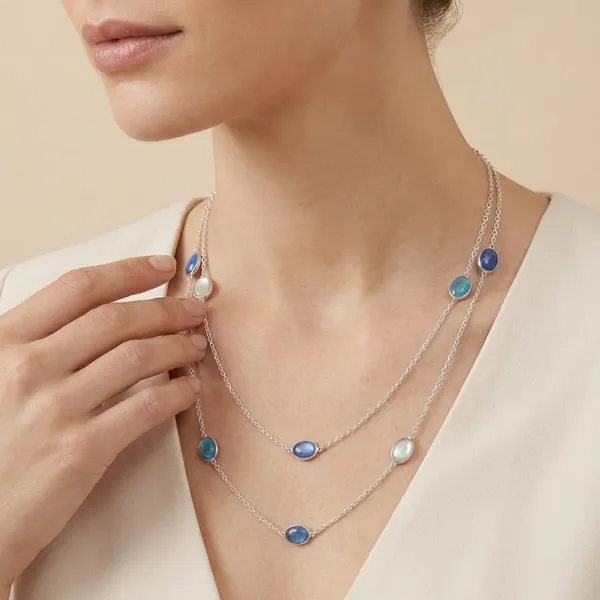 Sea_Foam_Chalcedony_Moonstone_Silver_Layered_Necklace_Blue_Aqua_Chalcedony_Rainbow_Moonstone_Whispering_Silver