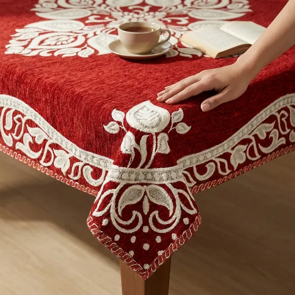Maroon_Velvet,_Jacquard_And_Chenille_Table_Cover_For_Dining_Table_And_Home_Decore