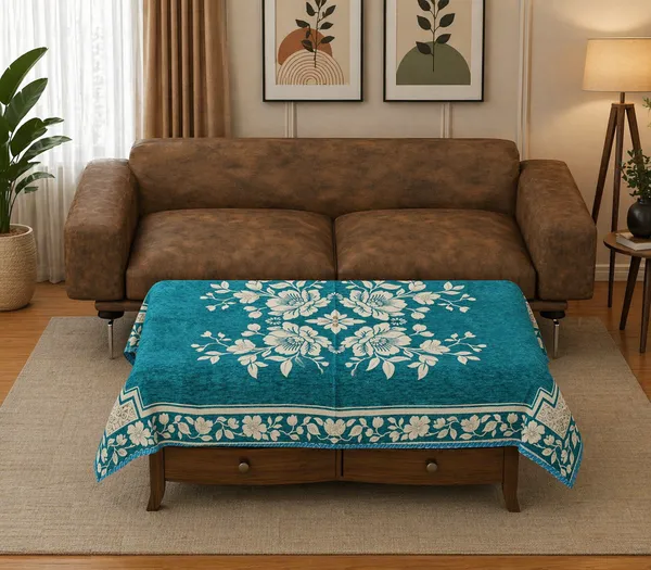 Sky_Blue_Velvet,_Jacquard_And_Chenille_Table_Cover_For_Dining_Table_And_Home_Decore