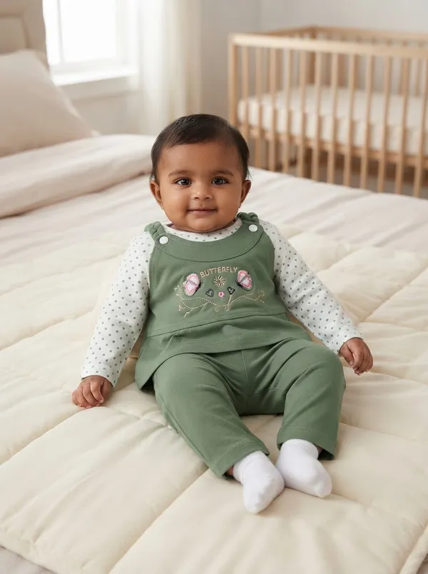 Mumsyde_Kids_Tiny_Butterfly_Set_–_Sage_Green_Dungaree_with_White_Printed_Full_Sleeve_Top