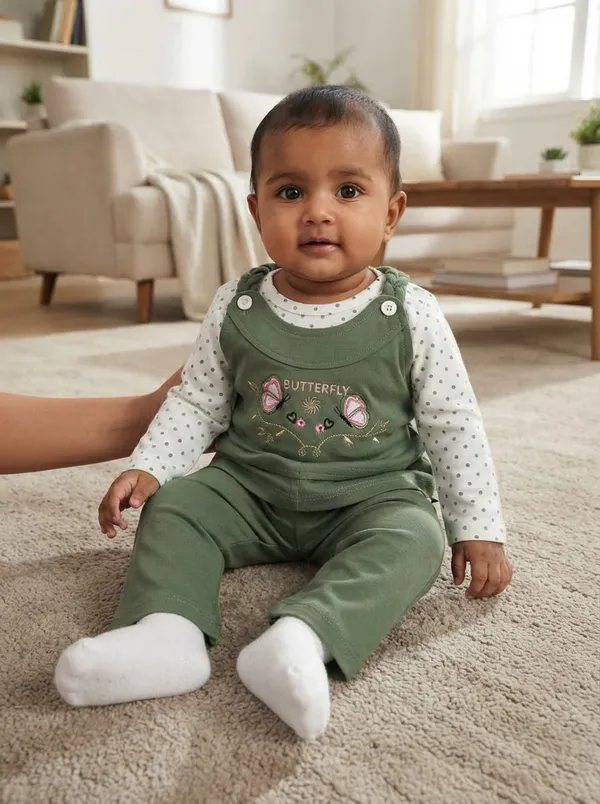 Mumsyde_Kids_Tiny_Butterfly_Set_–_Sage_Green_Dungaree_with_White_Printed_Full_Sleeve_Top