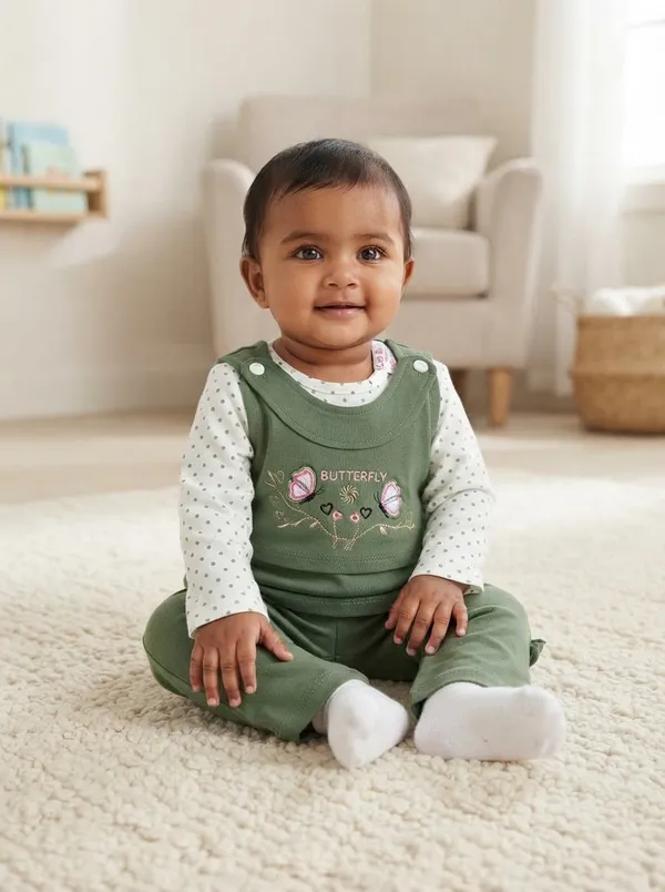 Mumsyde_Kids_Tiny_Butterfly_Set_–_Sage_Green_Dungaree_with_White_Printed_Full_Sleeve_Top