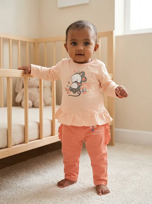 Mumsyde_Kids_Cuddlebug_Set_–_Peach_Animal_Printed_Full_Sleeve_Top_with_Coral_Ruffle_Pants