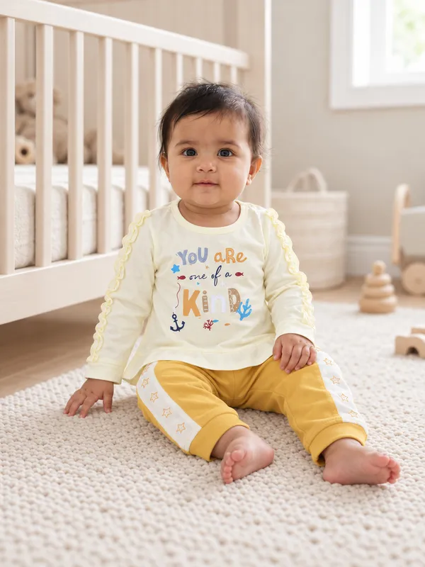 Mumsyde_Kids_Little_Golden_Star_Set_–_Cream_Printed_Ruffle_Top_with_Mustard_Yellow_Star_Panel_Pants