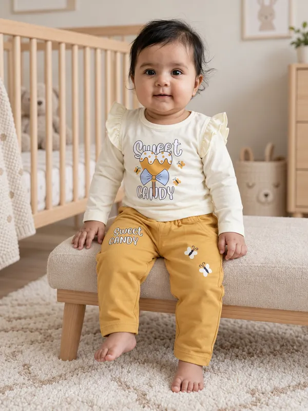Mumsyde_Kids_Honey_Candy_Set_–_Cream_Ruffle_Sleeve_Top_with_Mustard_Yellow_Printed_Pants