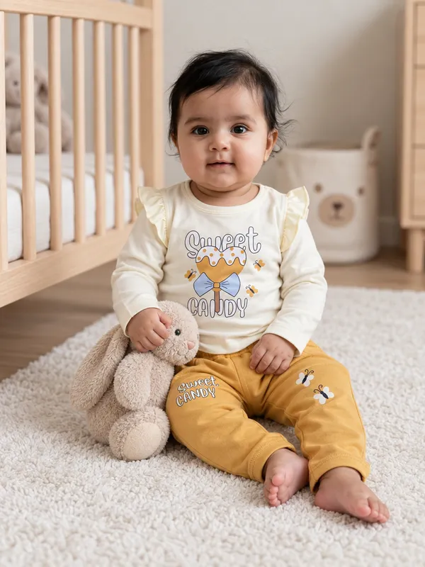 Mumsyde_Kids_Honey_Candy_Set_–_Cream_Ruffle_Sleeve_Top_with_Mustard_Yellow_Printed_Pants