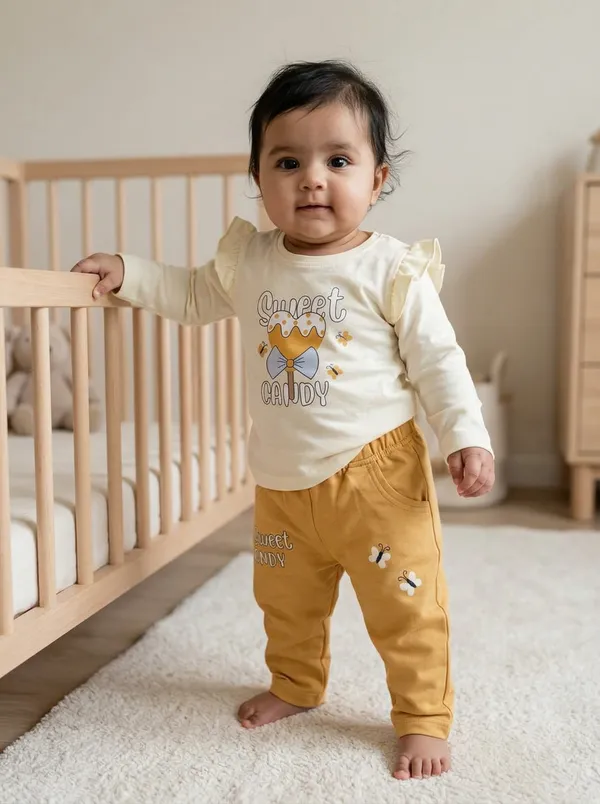 Mumsyde_Kids_Honey_Candy_Set_–_Cream_Ruffle_Sleeve_Top_with_Mustard_Yellow_Printed_Pants