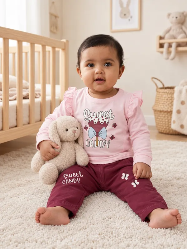 Mumsyde_Kids_Berry_Candy_Set_–_Pink_Full_Sleeve_Ruffle_Top_with_Burgundy_Printed_Pants