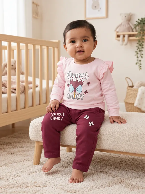 Mumsyde_Kids_Berry_Candy_Set_–_Pink_Full_Sleeve_Ruffle_Top_with_Burgundy_Printed_Pants