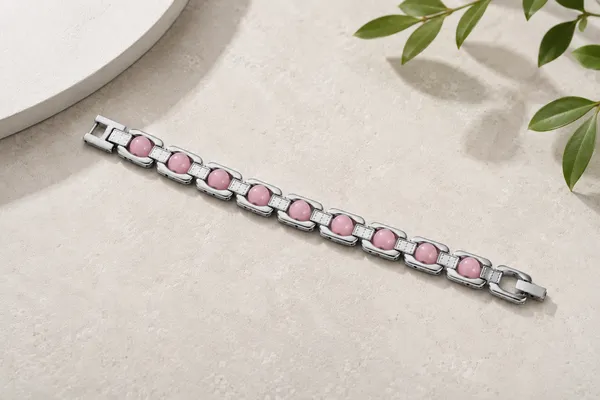 Natural_Rose_Quartz_Bracelet_With_German_Silver_Link_|_Silver_And_Pink
