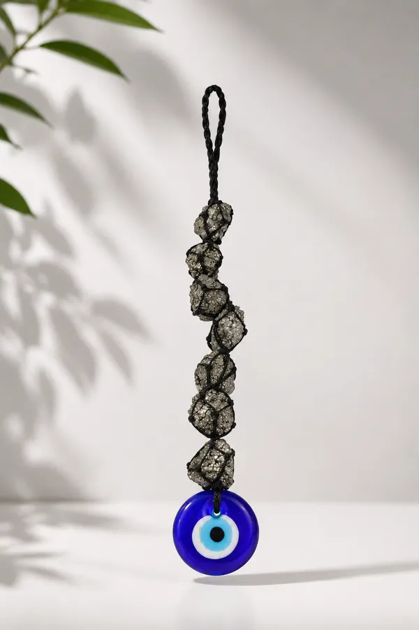 Pyrite_Evil_Eye_Hanging_7_Raw_Stones_For_Wealth_And_Protection_|_Metallic_Golden_And_Blue