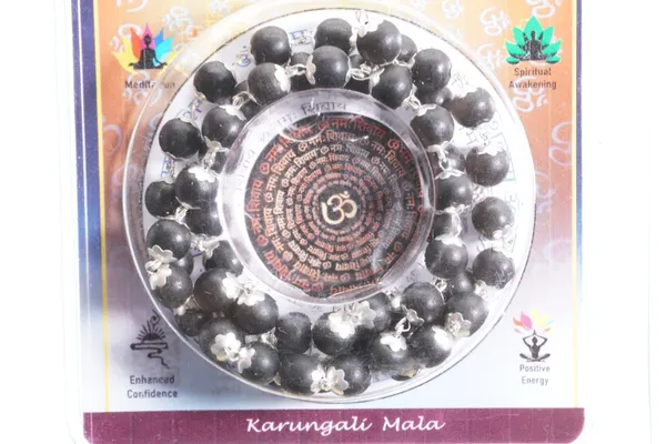 Natural_Karungali_Mala_With_German_Silver_Spacers_|_Black_And_Silver