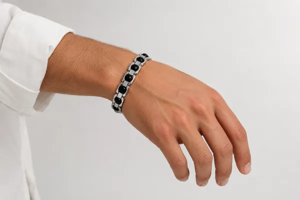 Silver_And_Black_Karungali_Wood_Bracelet