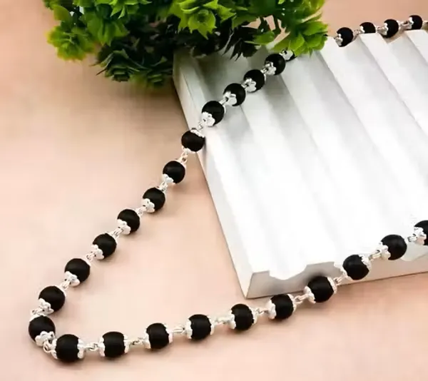 Natural_Karungali_Mala_With_German_Silver_Spacers_|_Black_And_Silver