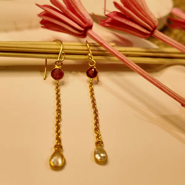 Gold_Pink_Tourmaline_Hydro_Earrings_For_Women