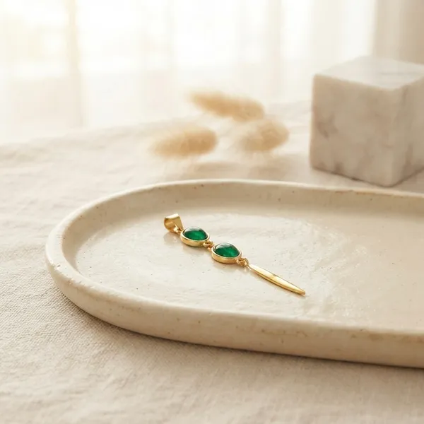 Gold_And_Green_Hydro_Silver_With_Plating_Pendent_For_Women