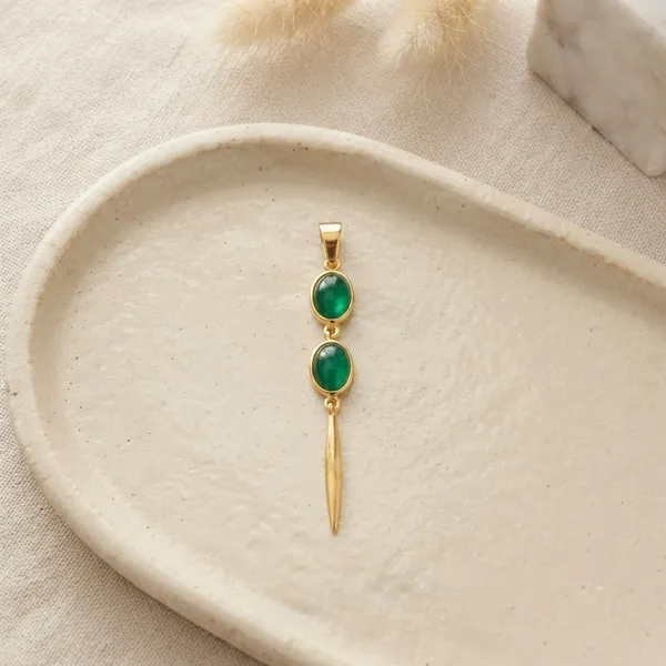 Gold_And_Green_Hydro_Silver_With_Plating_Pendent_For_Women