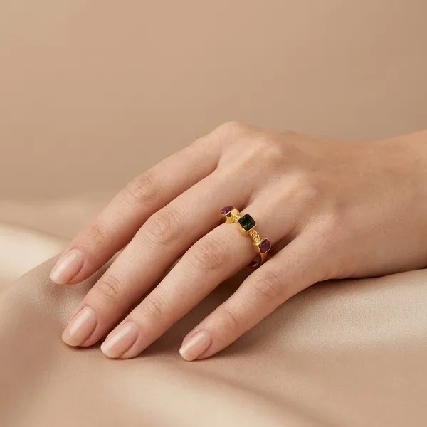 Gold_Multi_Tourmaline,_Silver_With_Plating_Finger_Ring_For_Women