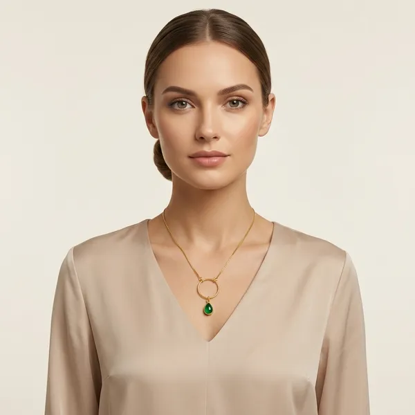 Gold_And_Green_Hydro,_Silver_With_Plating_Chain_With_Pendent_For_Women
