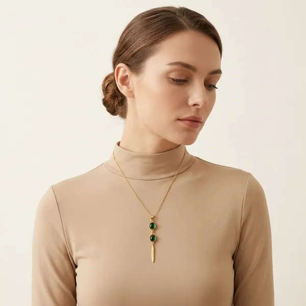 Gold_And_Green_Hydro_Silver_With_Plating_Pendent_For_Women