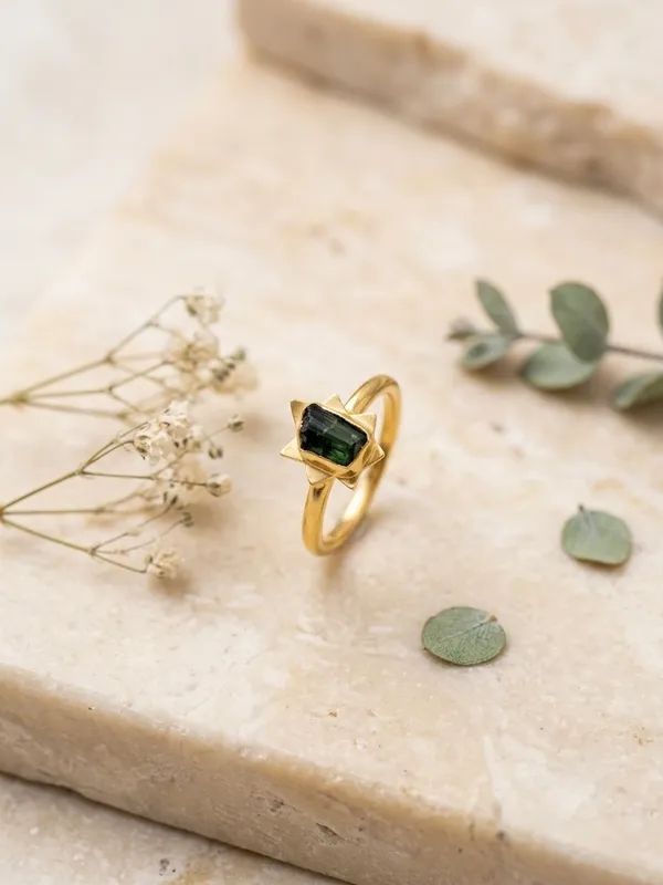 Natural_green_tourmaline_Gold__,_Silver_With_Plating_Ring_For_Women