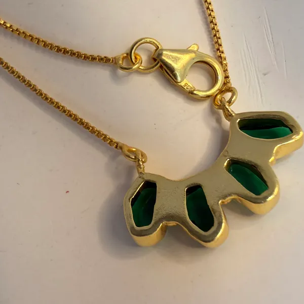Gold_And_Green_Hydro_Silver_With_Plating_Necklace__For_Women