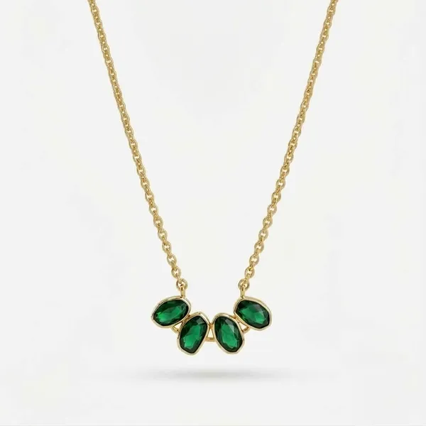 Gold_And_Green_Hydro_Silver_With_Plating_Necklace__For_Women