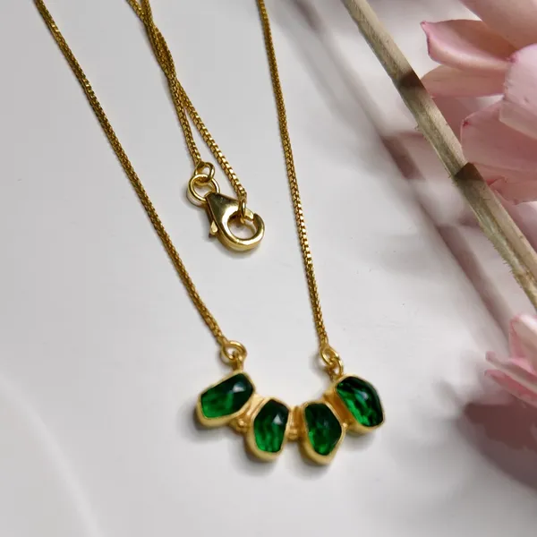 Gold_And_Green_Hydro_Silver_With_Plating_Necklace__For_Women