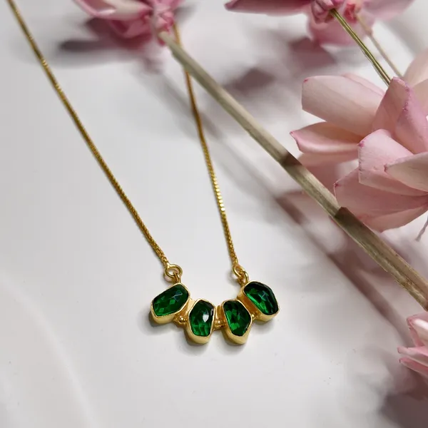 Gold_And_Green_Hydro_Silver_With_Plating_Necklace__For_Women