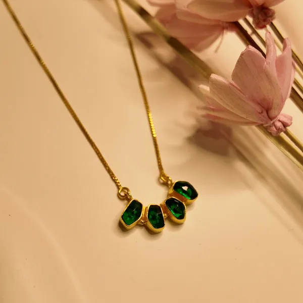 Gold_And_Green_Hydro_Silver_With_Plating_Necklace__For_Women