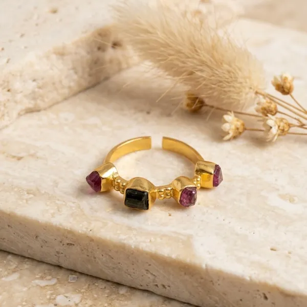 Gold_Multi_Tourmaline,_Silver_With_Plating_Finger_Ring_For_Women