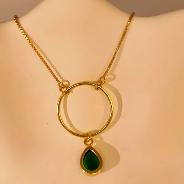 Gold_And_Green_Hydro,_Silver_With_Plating_Chain_With_Pendent_For_Women