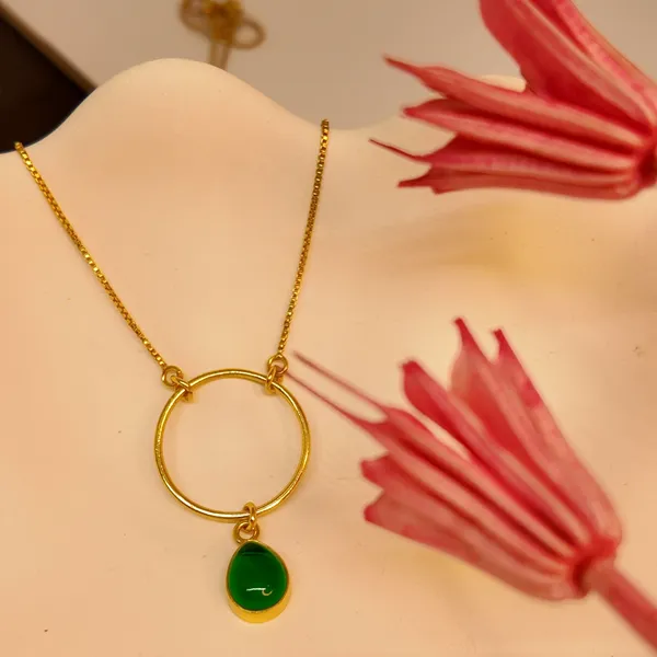 Gold_And_Green_Hydro,_Silver_With_Plating_Chain_With_Pendent_For_Women
