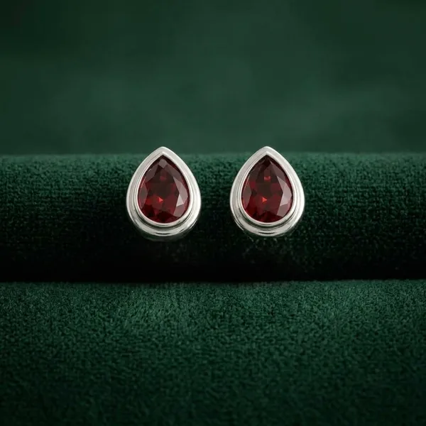 Garnet_Tear_Drop_Bezel_Studs
