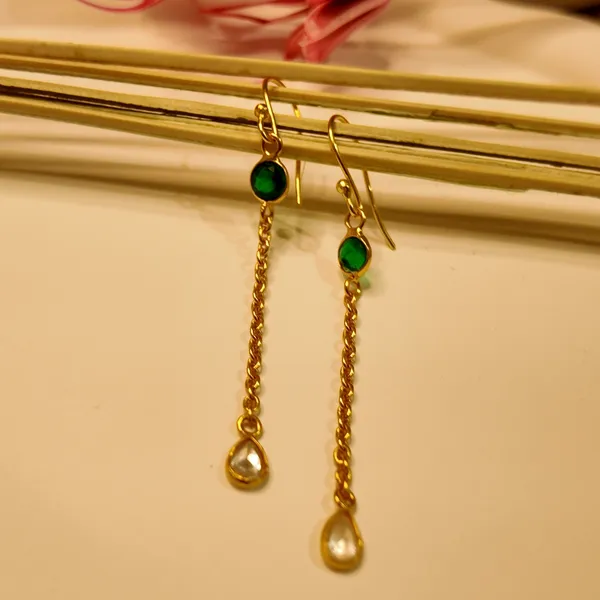 Gold_And_Green_Hydro_And_Crystal,_Silver_925_With_Plating_Earrings_For_Women