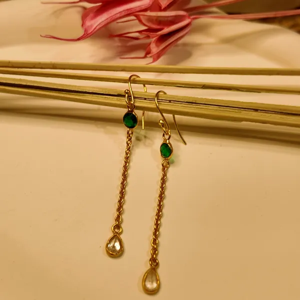 Gold_And_Green_Hydro_And_Crystal,_Silver_925_With_Plating_Earrings_For_Women