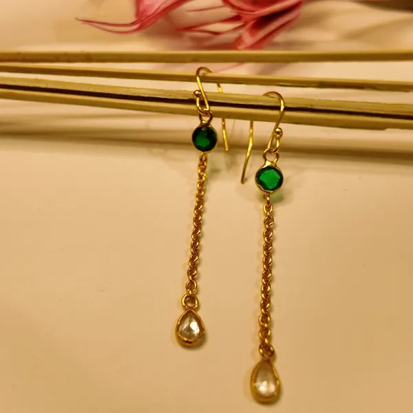 Gold_And_Green_Hydro_And_Crystal,_Silver_925_With_Plating_Earrings_For_Women