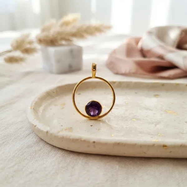 Gold_Natural_Tanzanite,_Silver_With_Plating_Pendent_For_Women