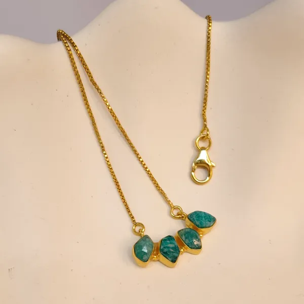 Gold_And_Blue_Amazonite_Stone_Silver_With_Plating_Neck_Piece_For_Women